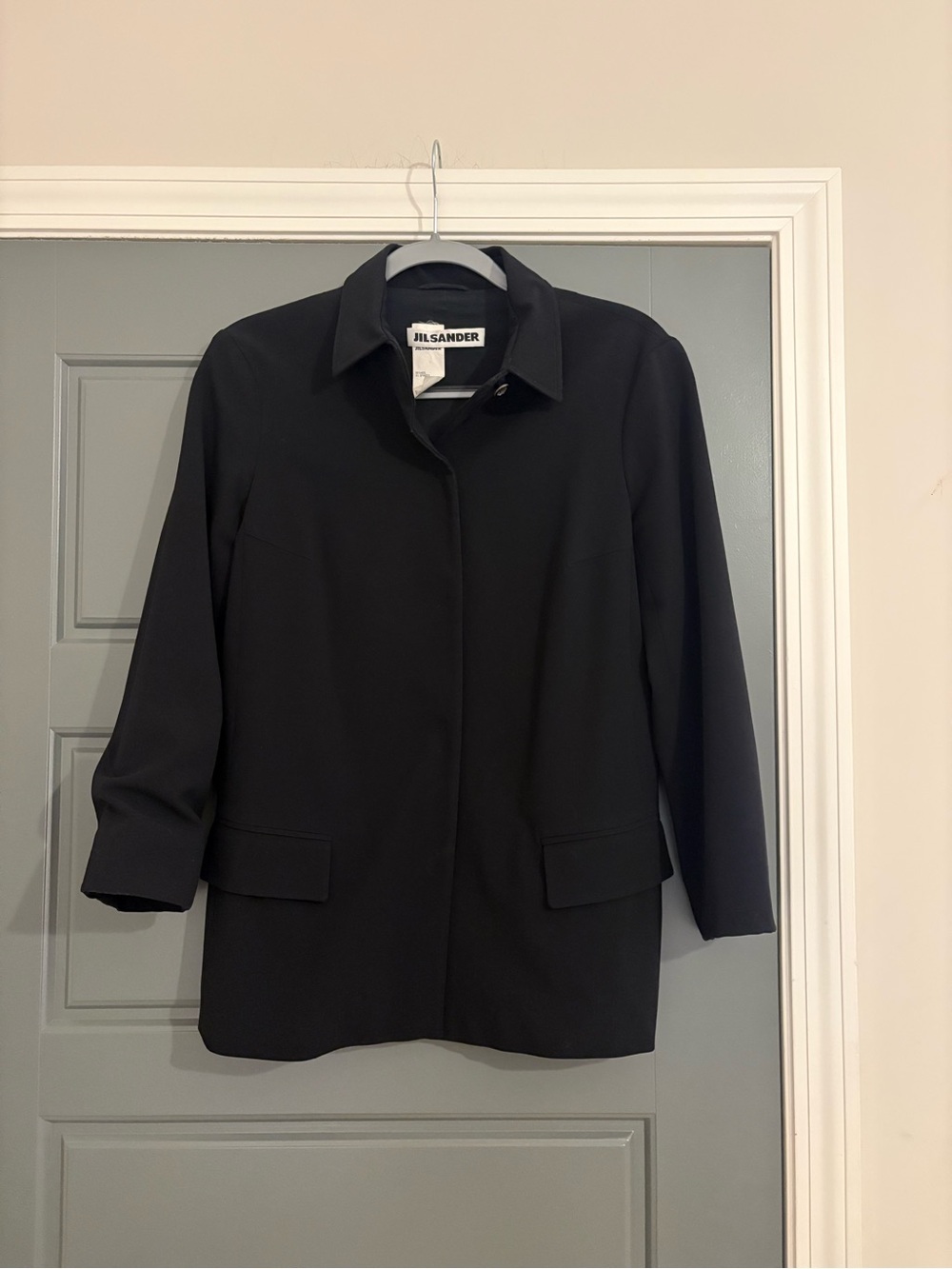 Jil Sander Black Wool Blend Minimalist Jacket Size 34 Made in Germany